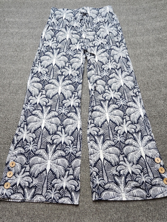 C&C California Pants - C&C California Wide Leg Pants Palm Print Linen Blend Boho Beach S